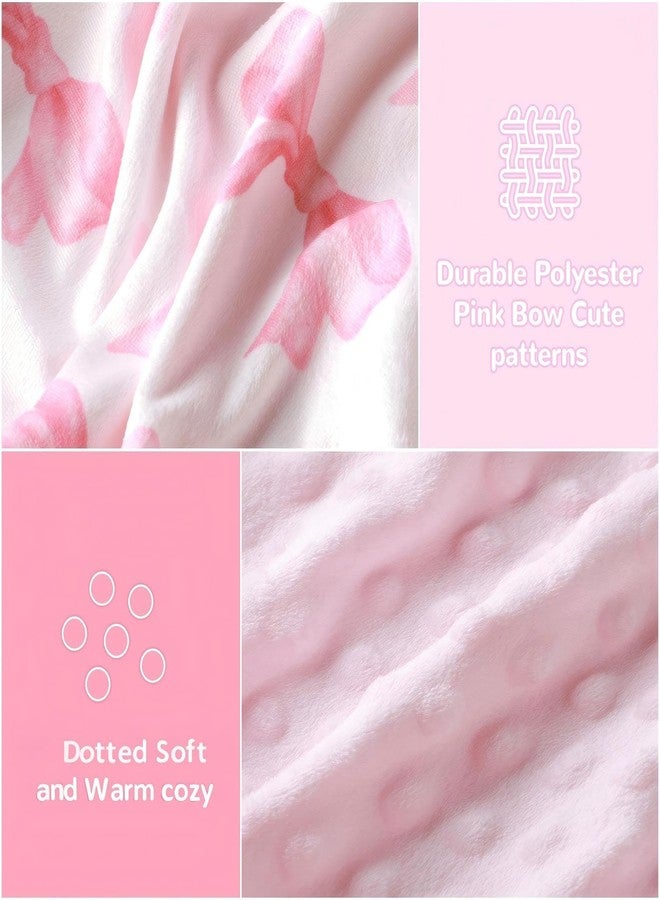 AceOrbit Pink Bow Car Seat Cover Baby Girl, Minky Warm Winter Carseat Covers with Opening Cozy for Newborn Infant Boys Winter Stroller, Nursing Cover Canopy Shower Gift - Image 3
